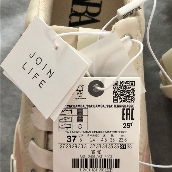 NWT Zara Girls Patches Lace Up Cotton Sneaker - Picture 10 of 10